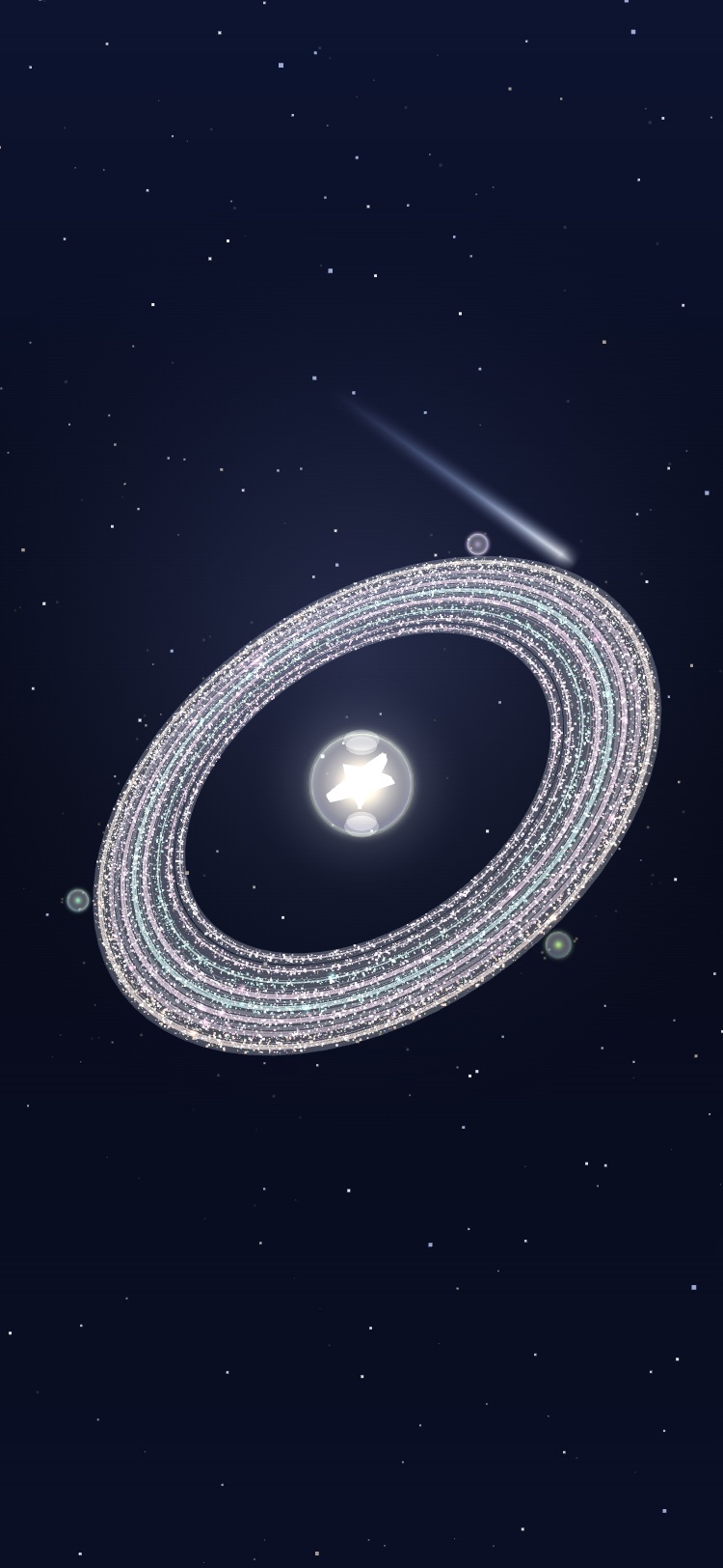 完成した星系に流星が訪れる